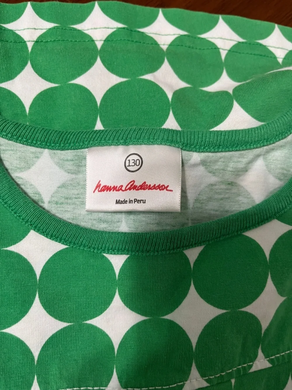 Hanna Andersson Green and White Circle Print Dress Sz 130 or 8